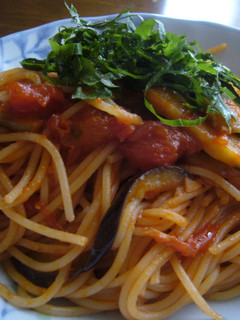 簡単!茄子と大葉のトマトパスタ-レシピのメイン写真