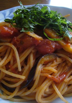 簡単！茄子と大葉のトマトパスタ-レシピのメイン写真