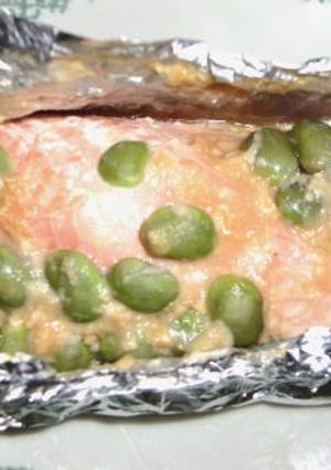 カボスですっきり♪鮭＆枝豆ホイル蒸し-レシピのメイン写真