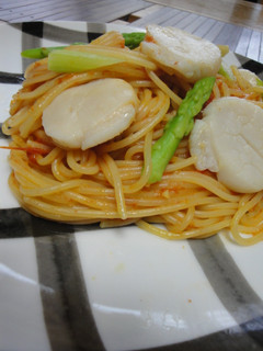 ホタテとアスパラで♪トマトソースパスタ-レシピのメイン写真