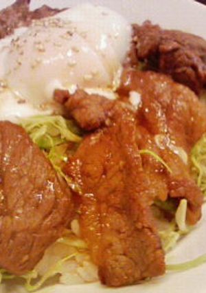 * 韓国風焼肉丼ON温泉卵 *-レシピのメイン写真