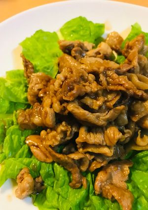 豚こまぎれ肉のあまから焼き肉●サンチュ盛-レシピのメイン写真