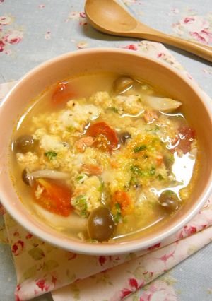 焼さけあらほぐしの卵とじスープ-レシピのメイン写真