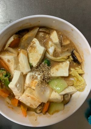 お一人様クリーミー梅オイ照味豆腐野菜炒め-レシピのメイン写真