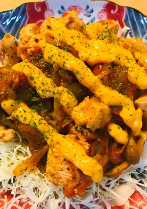 鶏肉とキノコのトマト缶炒め煮チーズソース-レシピのメイン写真