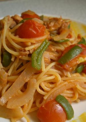 フライパンだけ！②　トマトとツナのパスタ-レシピのメイン写真