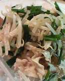 ヘルシー簡単　蒸し豚にらもやし