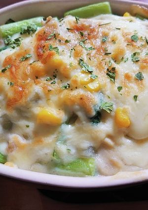 小松菜と豆腐の豆乳グラタン-レシピのメイン写真