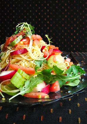 夏野菜とオリーブオイルの冷製パスタ-レシピのメイン写真