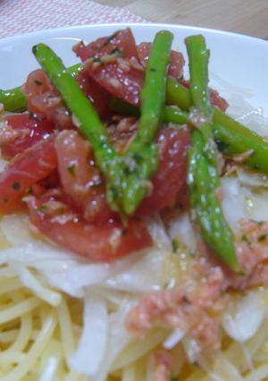 さっぱり♪鮭フレークとトマトの冷製パスタ-レシピのメイン写真
