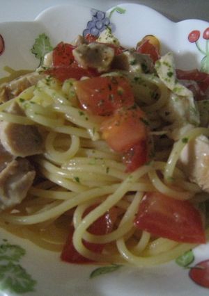 チキンとトマトの冷たいパスタ♪-レシピのメイン写真