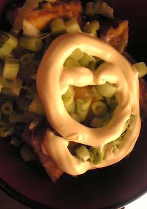 高野豆腐のから揚げのマヨネーズ葱卵丼-レシピのメイン写真