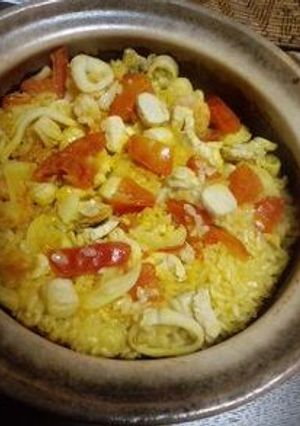 土鍋でパエリヤ-レシピのメイン写真