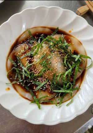 冷奴よりツルン♪餃子の皮で琥珀のジュレ皿-レシピのメイン写真
