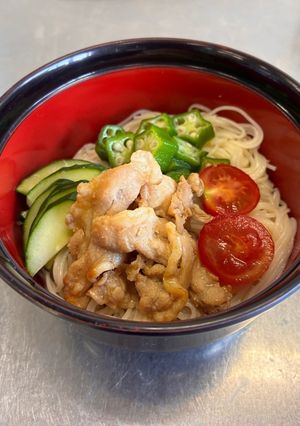 おとん（豚肉）と夏野菜そうめん-レシピのメイン写真