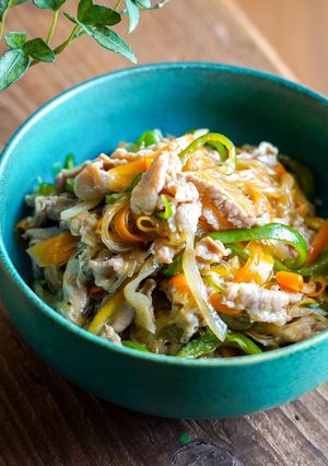 お肉やわらか♡電子レンジで完結!簡単チャプチェ-レシピのメイン写真
