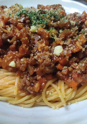 ミートソースパスタ-レシピのメイン写真