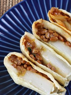 切りもちアレンジ!納豆いなりもち-レシピのメイン写真