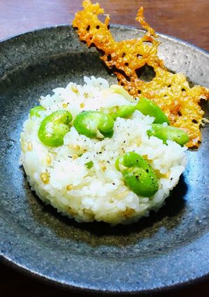 空豆のガーリックライス　発芽燕麦入りご飯-レシピのメイン写真