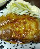 厚切り豚ロースの照り焼きステーキ