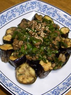 揚げなすのしし唐肉味噌のせ-レシピのメイン写真