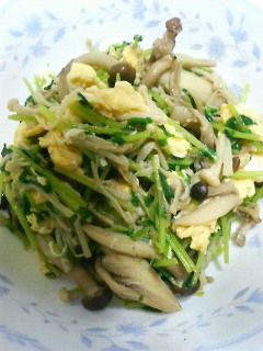 豆苗ときのこの卵炒め-レシピのメイン写真