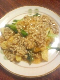 小松菜と油揚げの鶏そぼろあんかけ-レシピのメイン写真