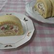 桃太郎ぶどうと桃のロールケーキ♪