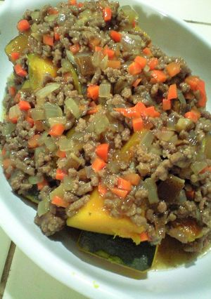 【母の味】かぼちゃの肉あんかけ-レシピのメイン写真