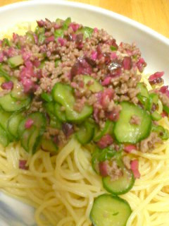 しば漬けとキュウリであっさり冷たいパスタ-レシピのメイン写真
