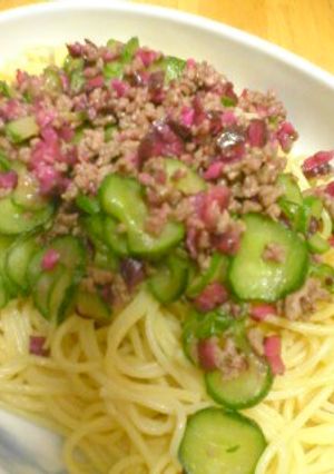 しば漬けとキュウリであっさり冷たいパスタ-レシピのメイン写真