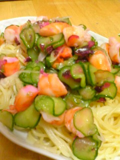 エビときゅうりの和風冷たいパスタ-レシピのメイン写真
