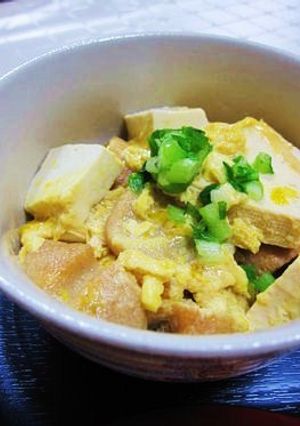 ～給料日前に～豆腐と麩の卵とじ丼-レシピのメイン写真