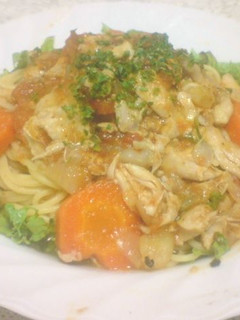 手羽元のトマトソース煮パスタ★ハート添え-レシピのメイン写真