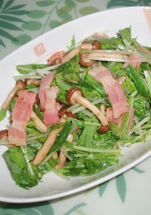 水菜としめじベーコン和風サラダ♪-レシピのメイン写真