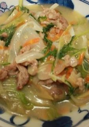 豚肉・レタス・水菜のシャキシャキ塩炒め煮-レシピのメイン写真