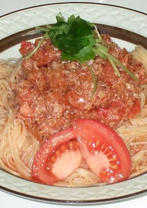 トマトとカニの冷製パスタ☆アンチョビ入り-レシピのメイン写真