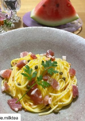 冷製カルボナーラ風温麺-レシピのメイン写真