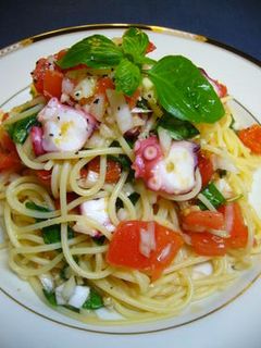 バジル香るトマトとたこの冷製パスタ-レシピのメイン写真