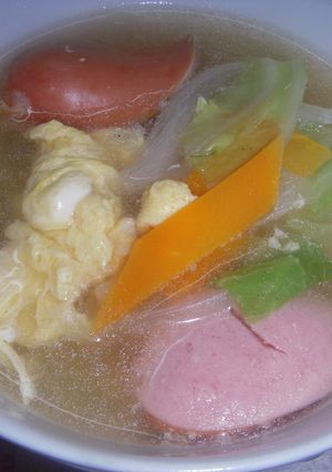 ブイヨンスープ（キャベツとフランク・卵）-レシピのメイン写真