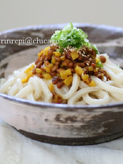 焦がし納豆とたくあんの冷やしうどん-レシピのメイン写真