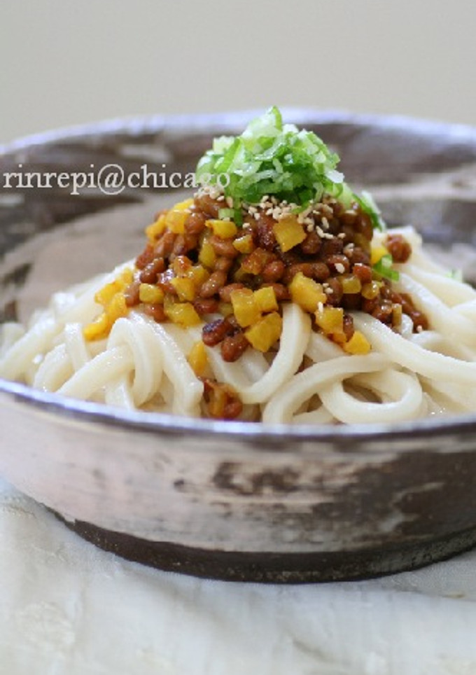焦がし納豆とたくあんの冷やしうどん-レシピのメイン写真
