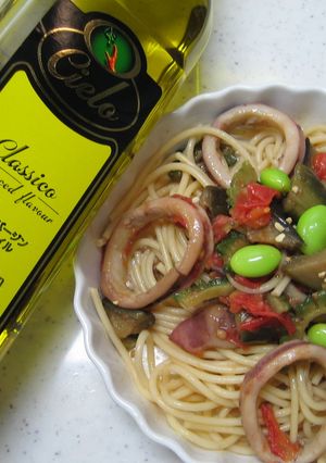 揚げナス♪夏野菜のオイルパスタ-レシピのメイン写真