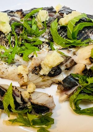 大葉と生姜で食べる、炙りしめアジ-レシピのメイン写真