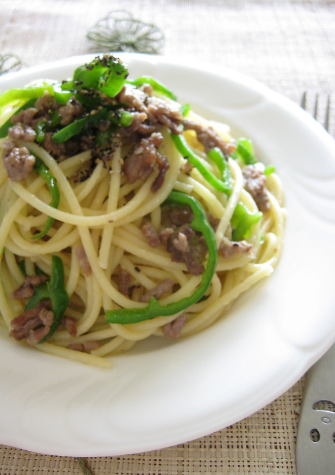 挽き肉とピーマンの柚子胡椒パスタ-レシピのメイン写真