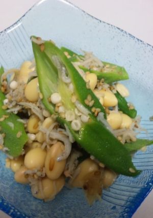 オクラと✿大豆と✿シラスの✿和え物-レシピのメイン写真