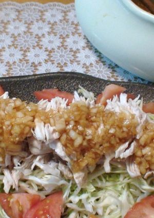 鶏胸肉の玉ねぎソースかけサラダ-レシピのメイン写真