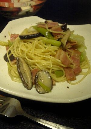 長ねぎときのこのパスタ-レシピのメイン写真