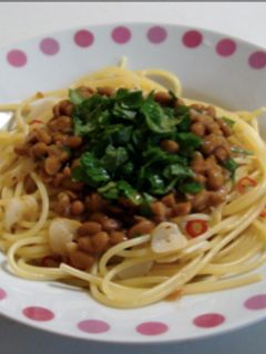 簡単!青じそと納豆で和風パスタ♪-レシピのメイン写真