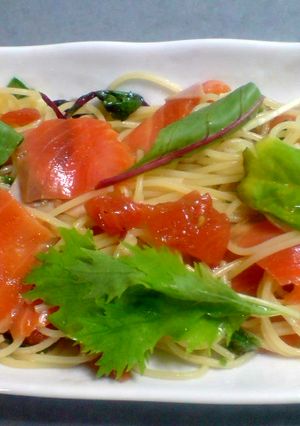 トマトとサーモンの冷製パスタ-レシピのメイン写真